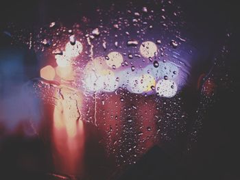 Close-up of raindrops on glass window