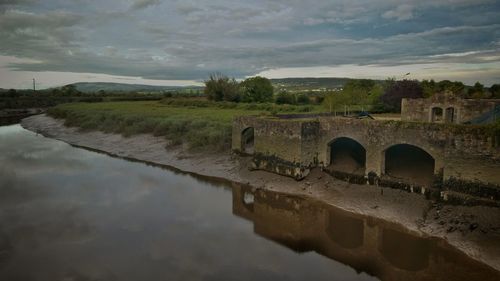 Scenic view of reflection of clouds in water