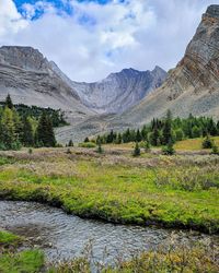 Scenic view of mountains against sky