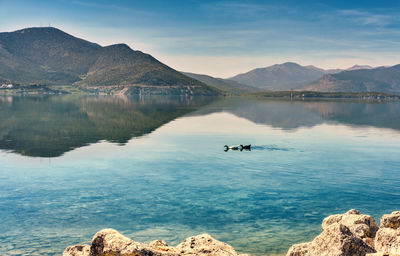 Scenic view of lake and mountains