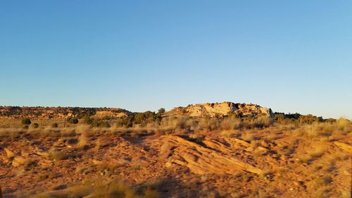 Scenic view of mountains against clear sky