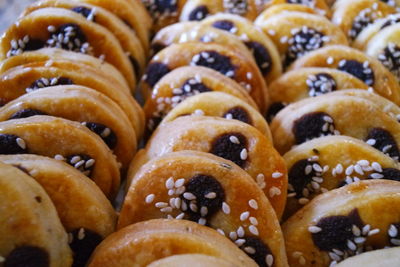 Full frame shot of biscuits for sale at store