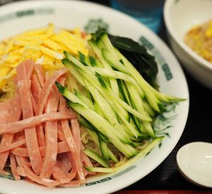 Close-up of salad in bowl on table