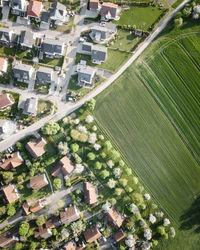 High angle view of buildings in city