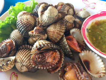 Close-up of seafood in plate