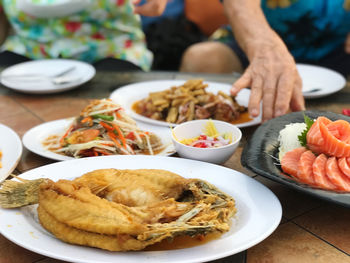 Close-up of food in plate on table