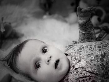 Portrait of cute baby lying down