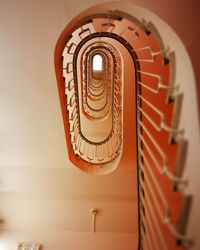 Low angle view of spiral staircase of building