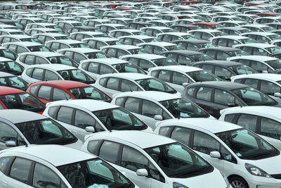 Full frame shot of cars parked at parking lot