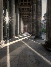 View of colonnade and buildings in city