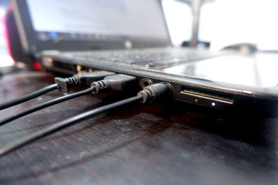 Close-up of vintage car on table