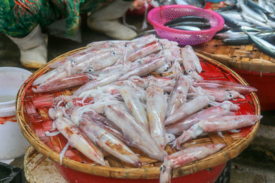 Fresh squid sold at dam market, nha trang city, khanh hoa province