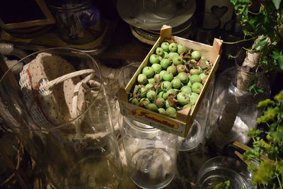 High angle view of fruits in plate