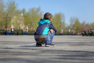 Rear view of boy