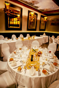 Table and chairs in restaurant