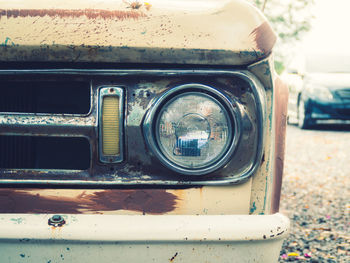 Close-up of old car