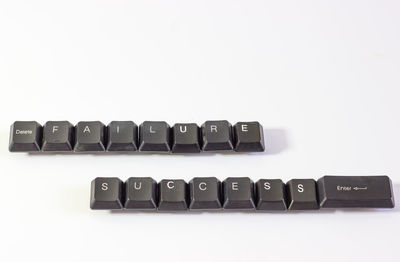 Close-up of computer keyboard against white background