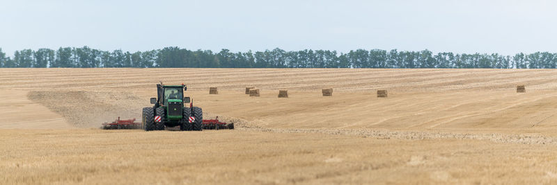 Hay bales on field