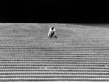 One person napping on steps 