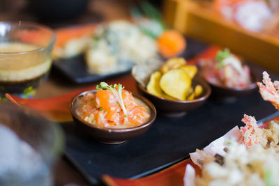 Close-up of food on table