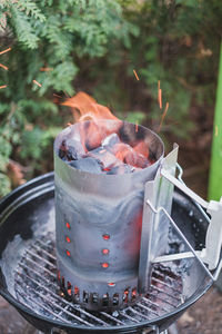 Close-up of crab on barbecue grill