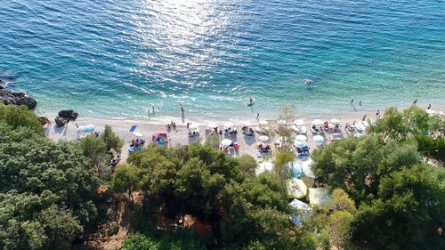 High angle view of people at beach