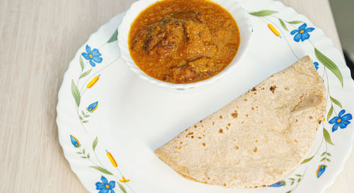 High angle view of meal served in plate