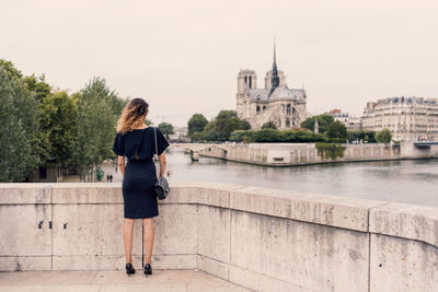 Rear view of woman in paris