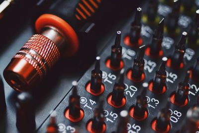 Close-up of control panel