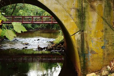 Arch bridge over river