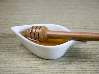 High angle view of dessert on table