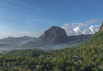 Aerial photo of mount sepikul trenggalek indonesia when covered in morning mist