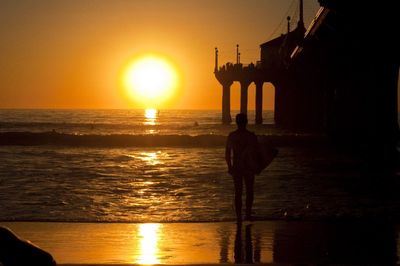 Scenic view of sea at sunset