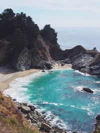 Scenic view of sea against blue sky