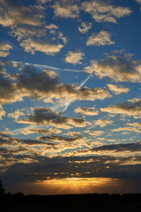 Low angle view of cloudy sky during sunset