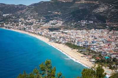 High angle view of buildings on beach