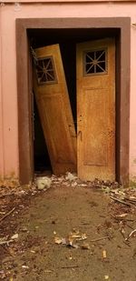 Closed door of old building