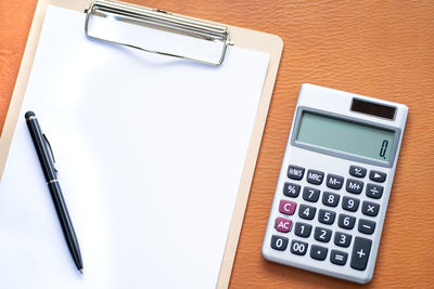 High angle view of pen on table