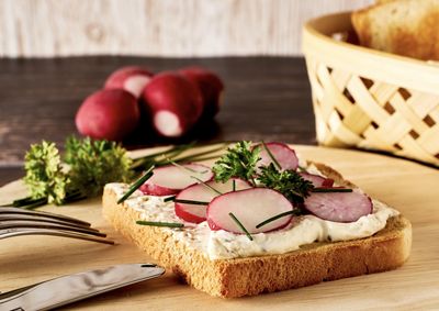 Close-up of food on table