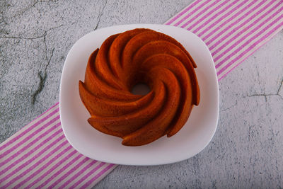 High angle view of cake on table