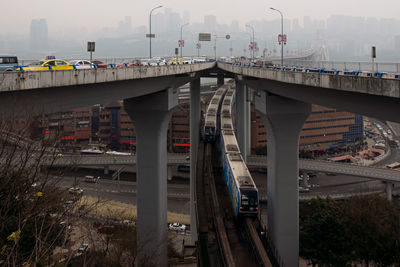 View of elevated road in city