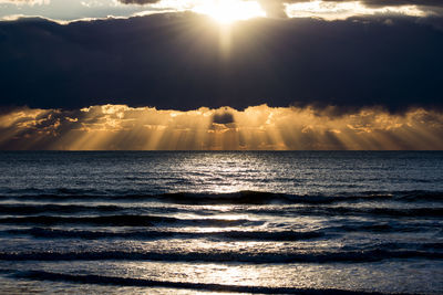 Scenic view of sea against cloudy sky