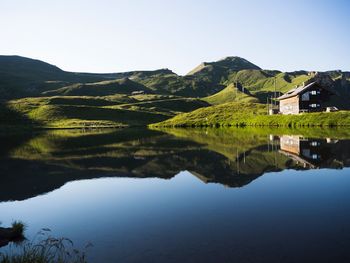 Scenic view of lake against sky