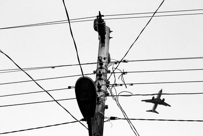 Low angle view of working against clear sky