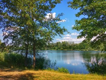 Scenic view of lake against sky
