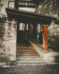 Low angle view of stairs against building