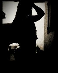 Portrait of silhouette man standing in sunlight