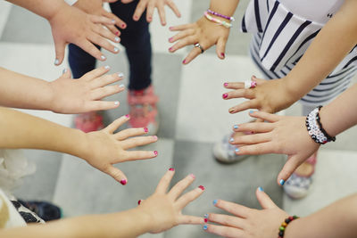 Girls showing painted nails