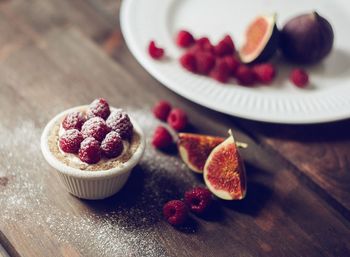 Close-up of strawberries on table