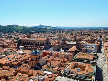 High angle view of buildings in city